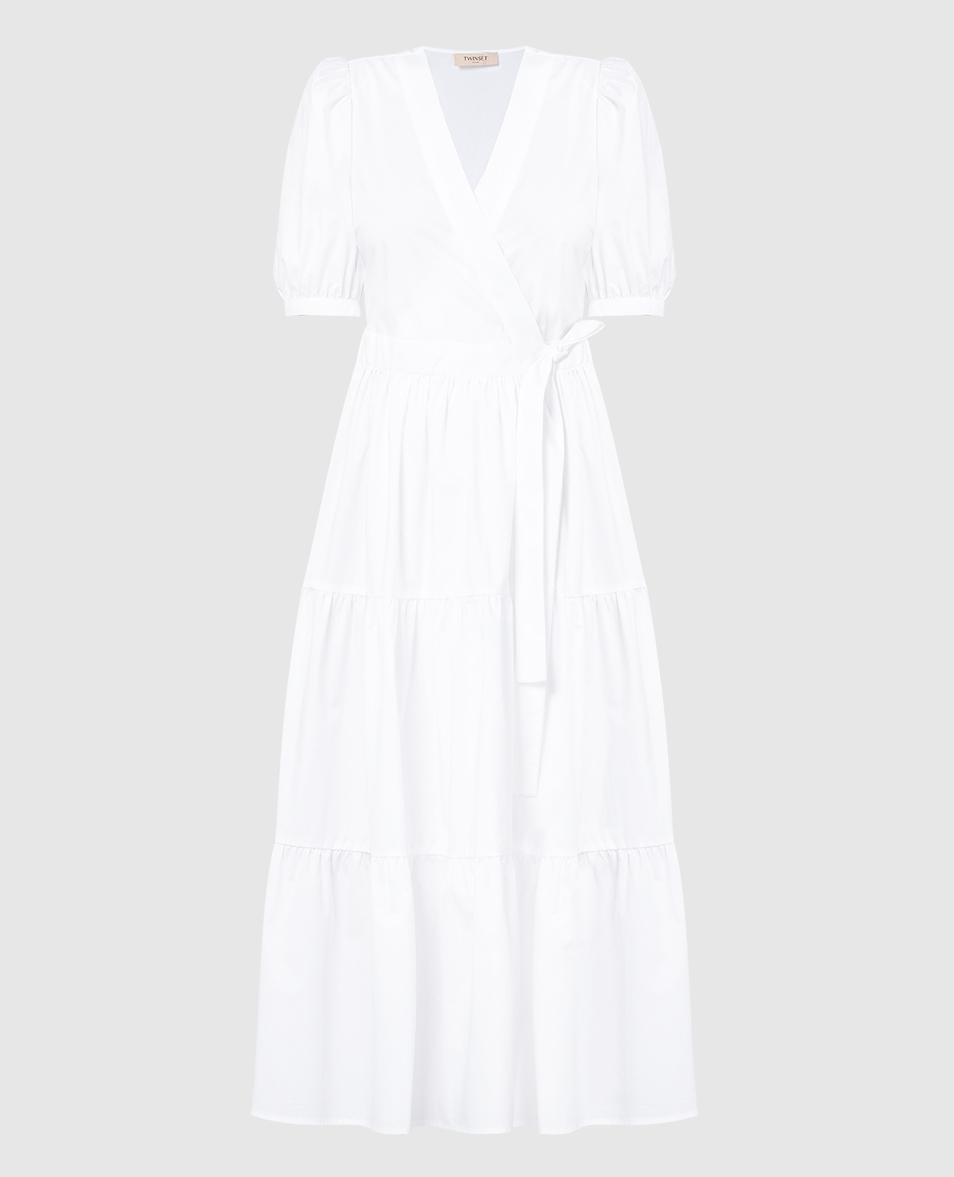 

White draping dress with metallic logo Twinset