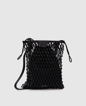 Juun.j Black leather woven crossbody bag JW53D4W015
