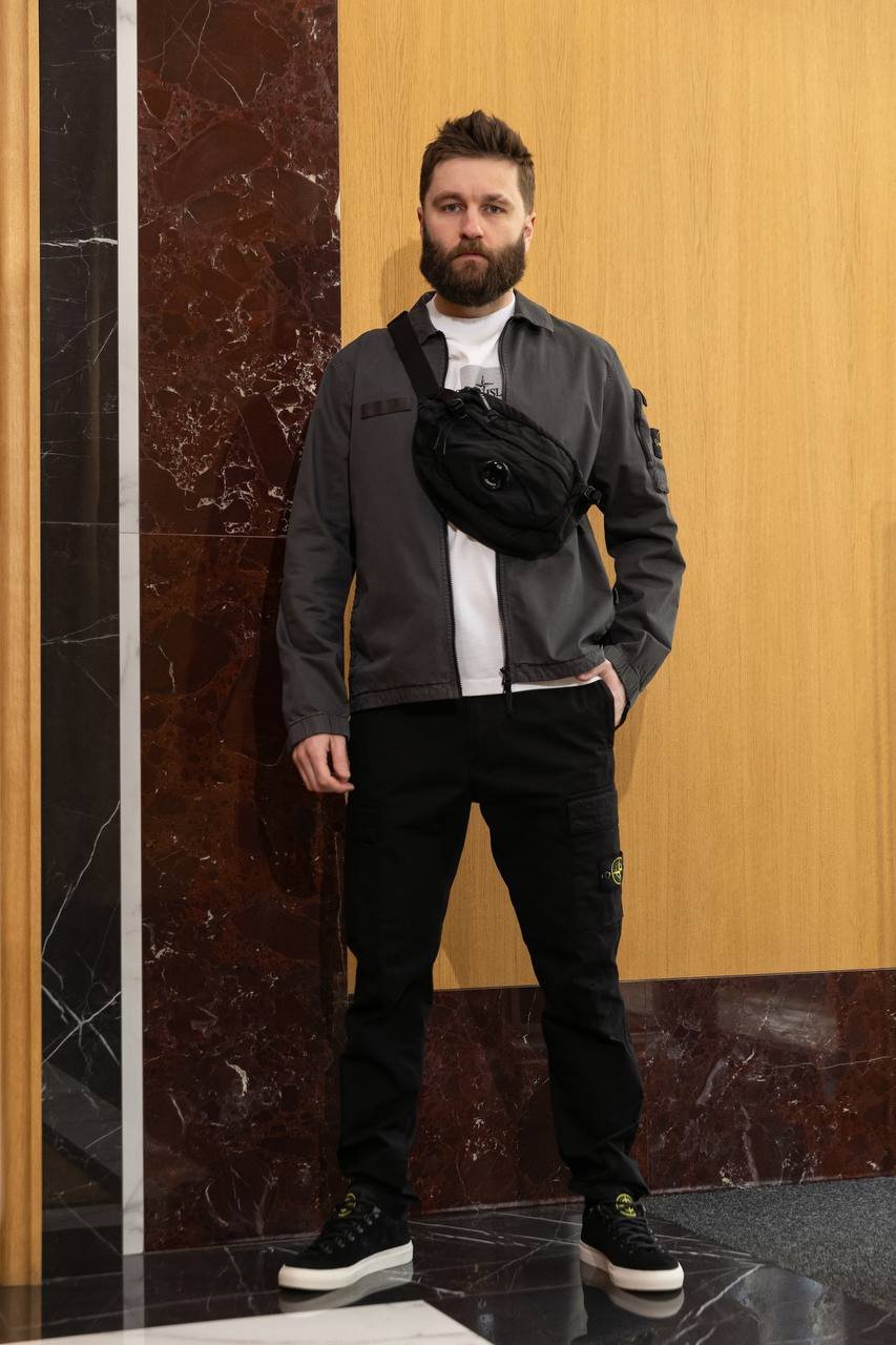 

Grey cargo pants with logo Stone Island, Black