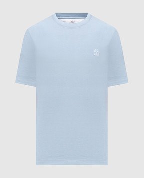 Brunello Cucinelli Blue T-shirt with logo emblem print M0B138440