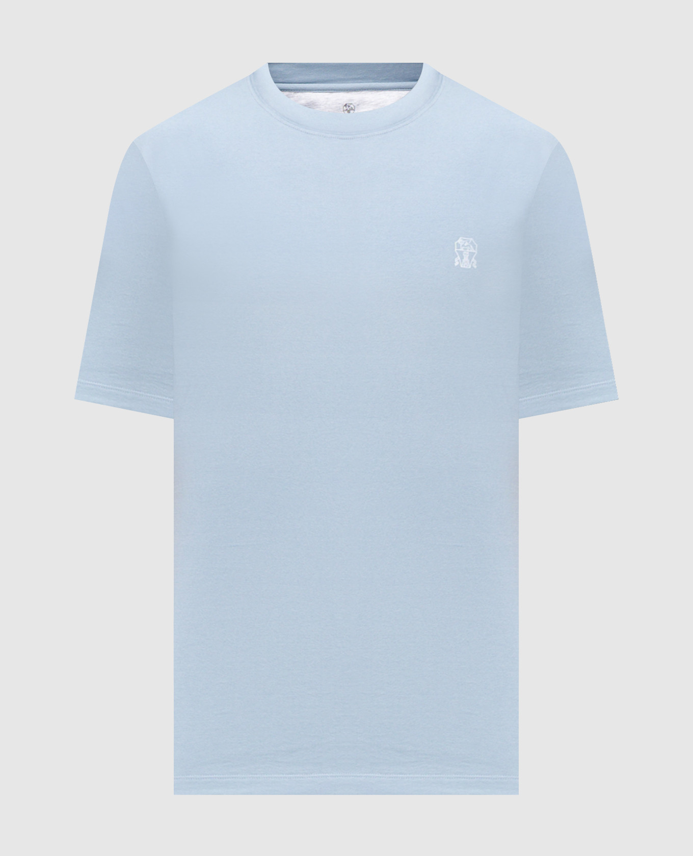 Blue T-shirt with logo emblem print Brunello Cucinelli
