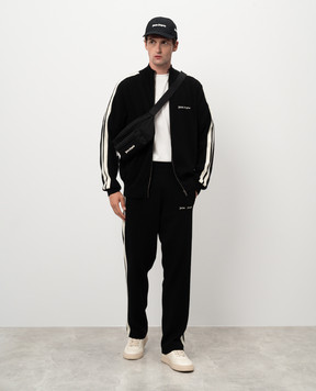 Palm Angels Black sweatpants in wool and cashmere with logo embroidery PMHG004F24KNI001