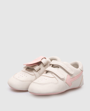 Off-White Children's white leather sneakers with logo OGIX001S25LEA001