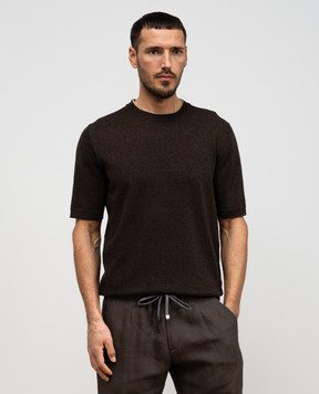 Cashmere&Whiskey Brown linen t-shirt MU9322318455R