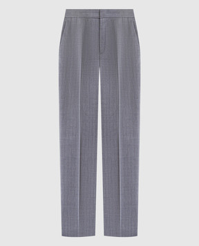 Twinset Grey wool trousers with logo pattern 252TP2634