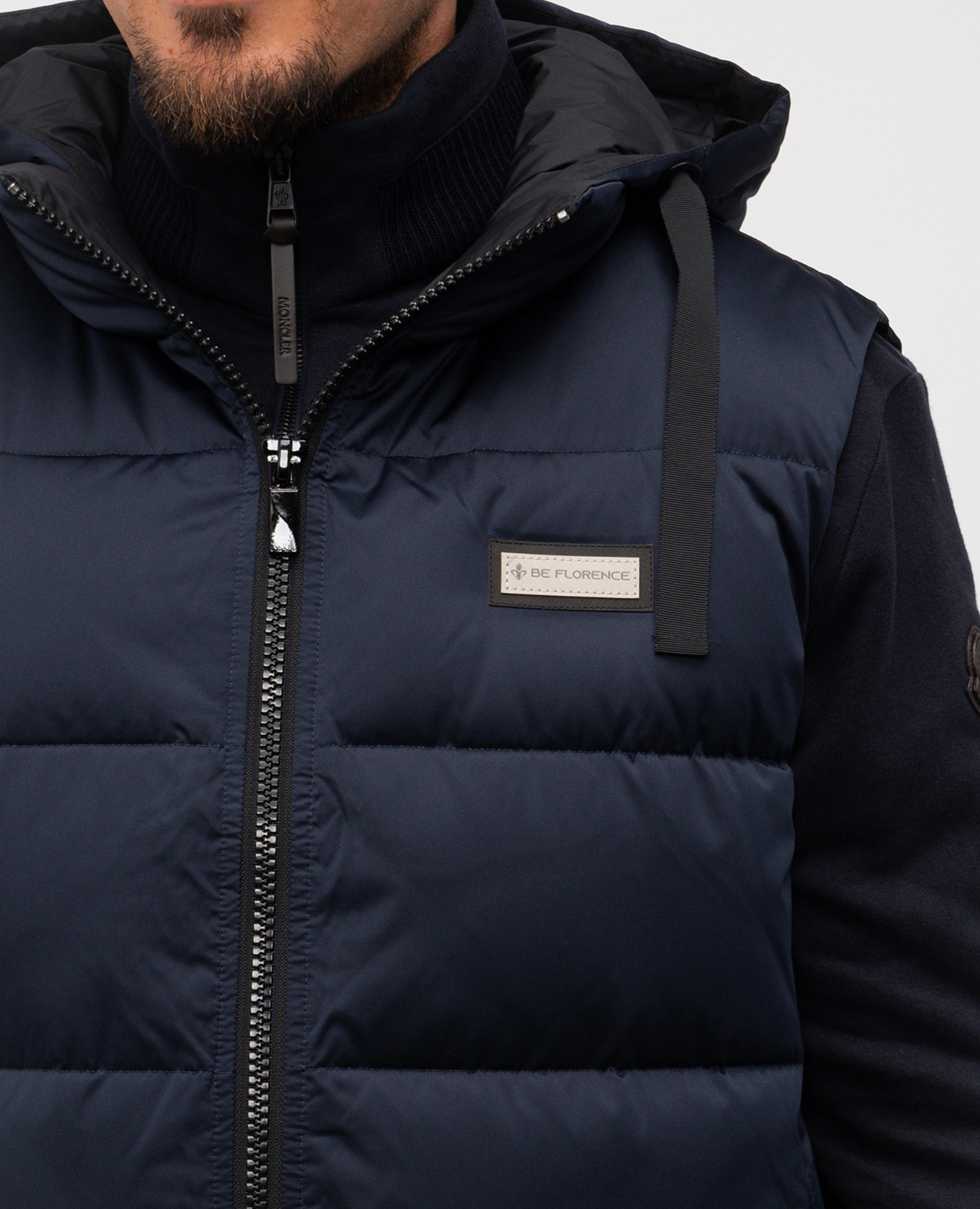 

Blue down vest with logo Be Florence