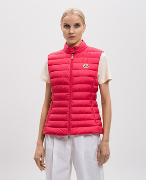 Moncler Pink quilted down vest with logo patch K10931A00067597YF