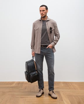 Brunello Cucinelli Brown shirt with pockets ME8546666