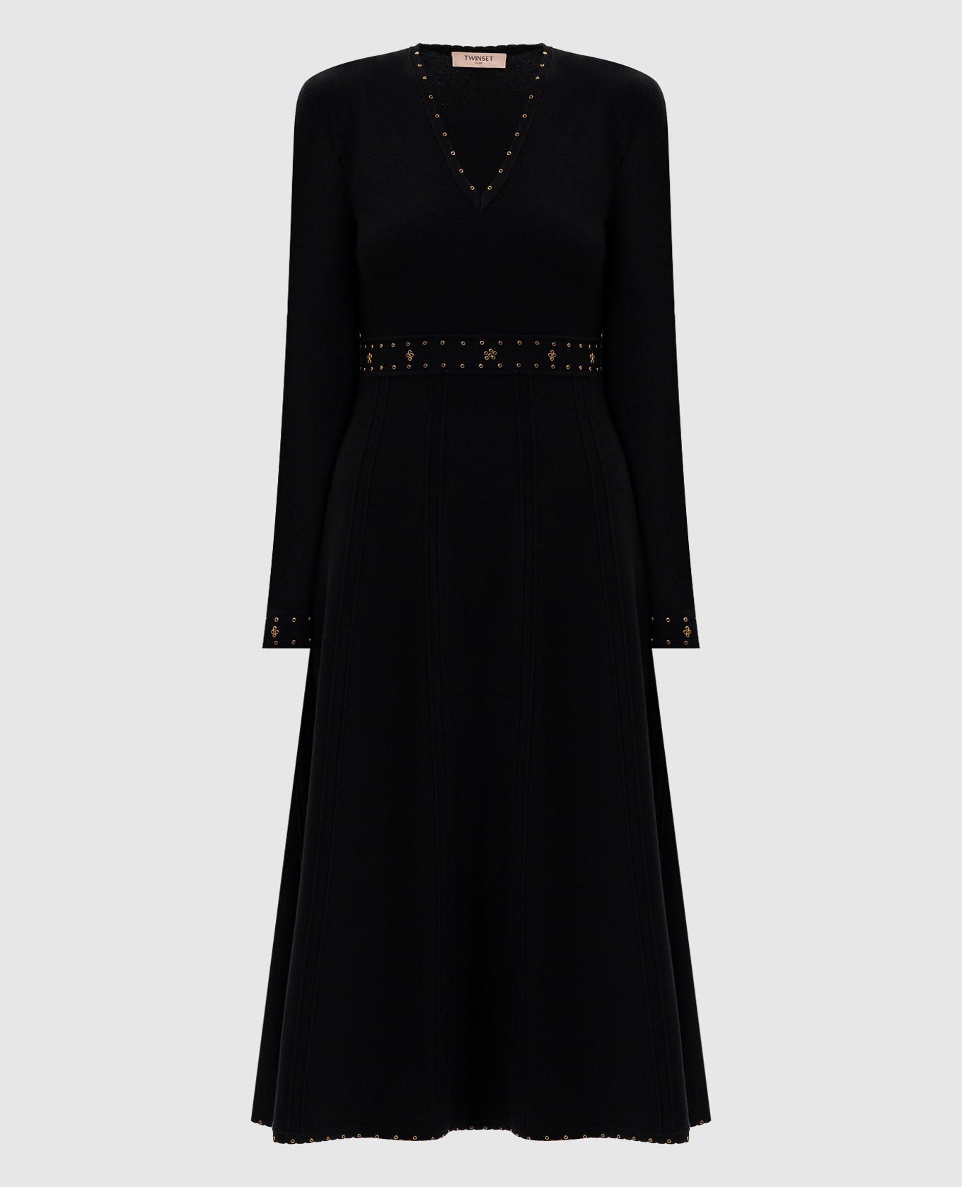 Black midi dress with crystals Twinset