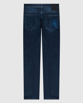 Stefano Ricci Blue jeans with leather logo patch MST33S2020T0093