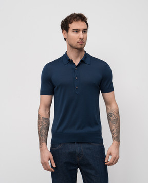 Tom Ford Blue polo with silk KPS025YMS111S25