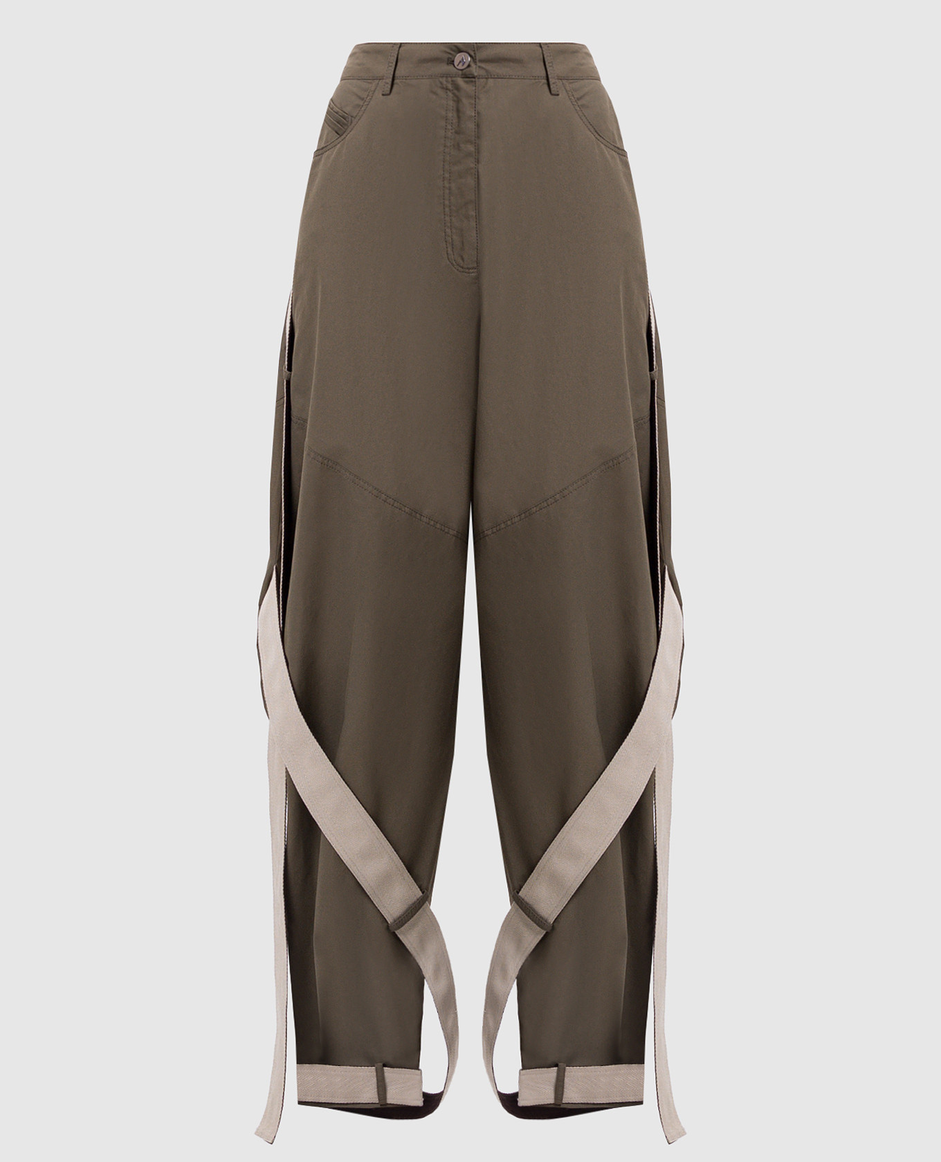 

Khaki pants with ribbons The Attico