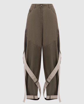 The Attico Khaki pants with ribbons 251WCP00270CCC118AA