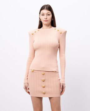 Balmain Pink jumper with accent shoulders EF1KD001KB07