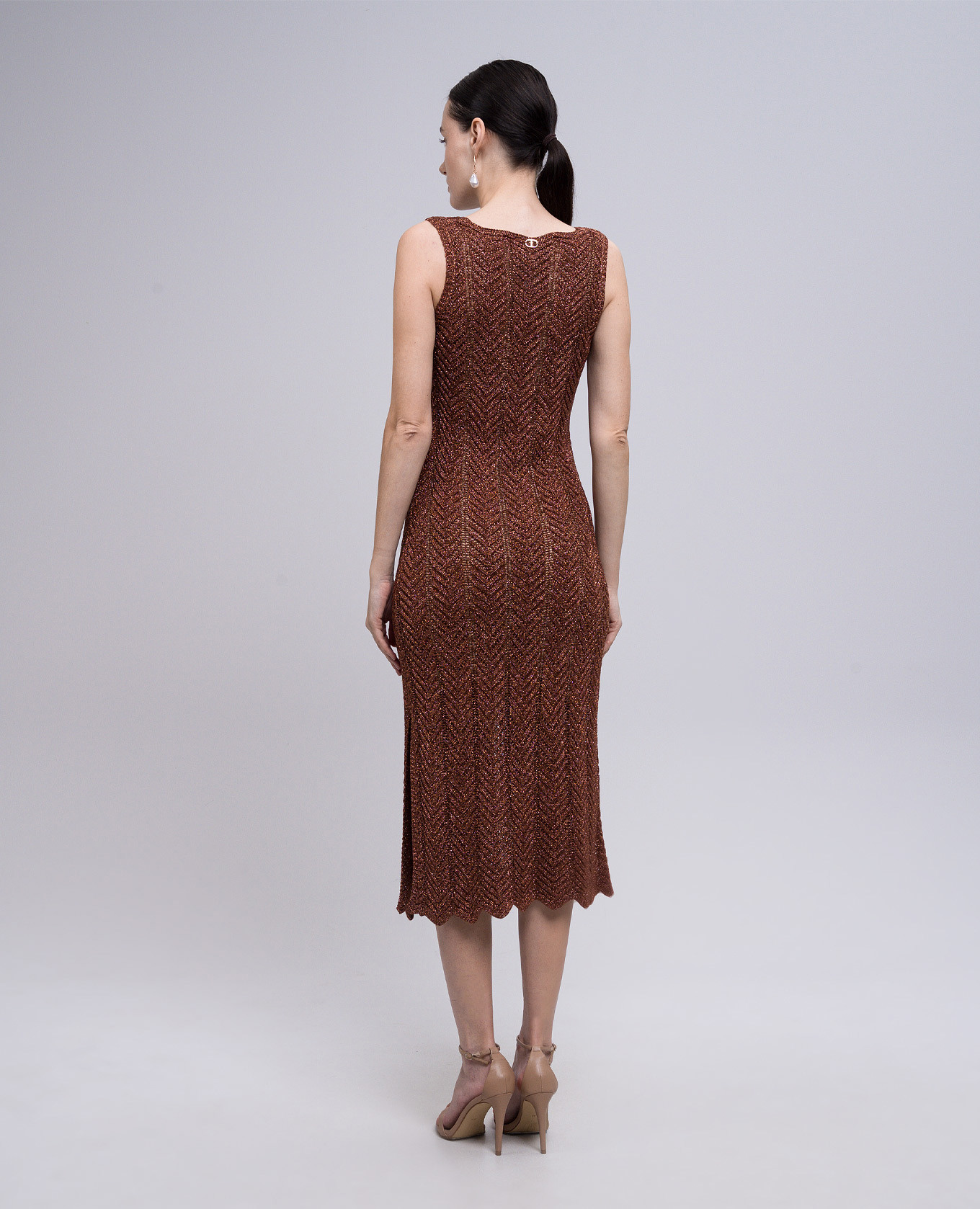 

Brown midi dress with lurex Twinset