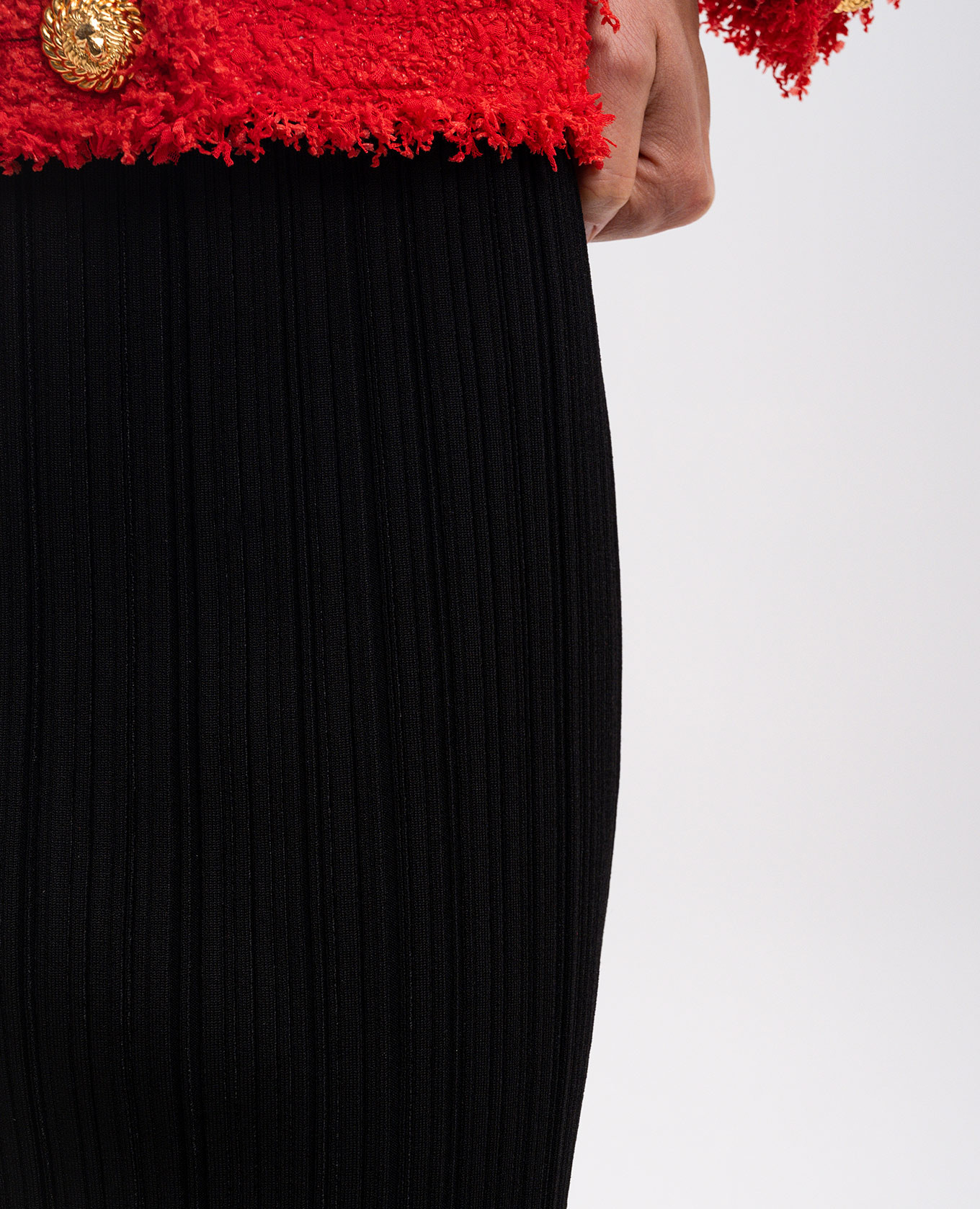 Black ribbed midi skirt Balmain 5