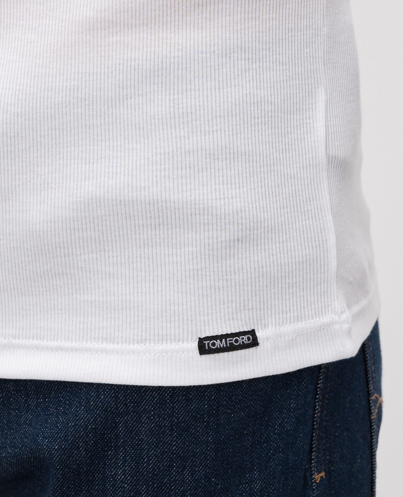 

White ribbed T-shirt with logo Tom Ford