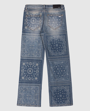 AMIRI Children's blue jeans with Bandana pattern AKDNGH1001