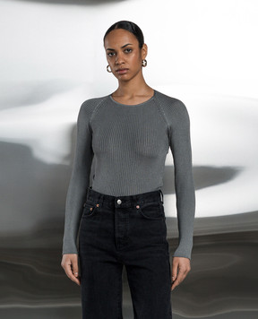 Solotre Gray ribbed sweater M3B0005