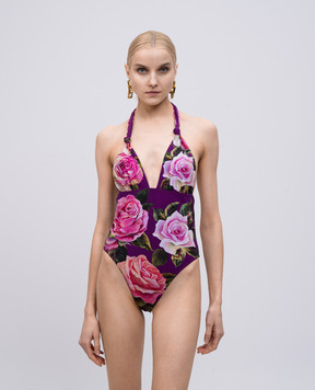 Dolce&Gabbana Purple floral print swimsuit O9A01JFSG9Q