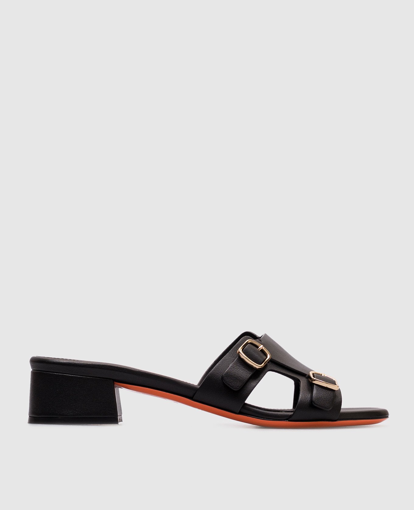 

Black leather mules Santoni