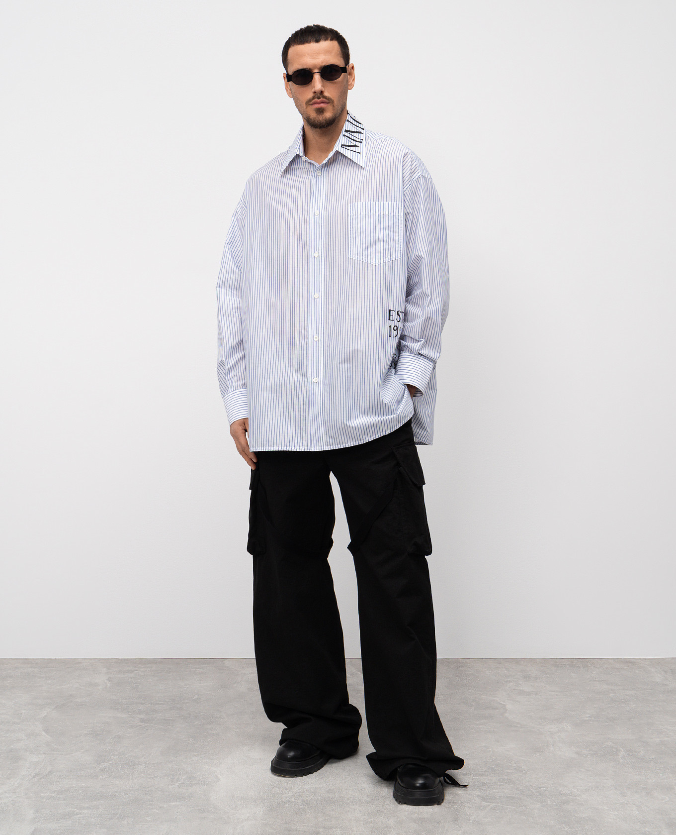 

Striped shirt with logo print Maison Margiela MM6, White