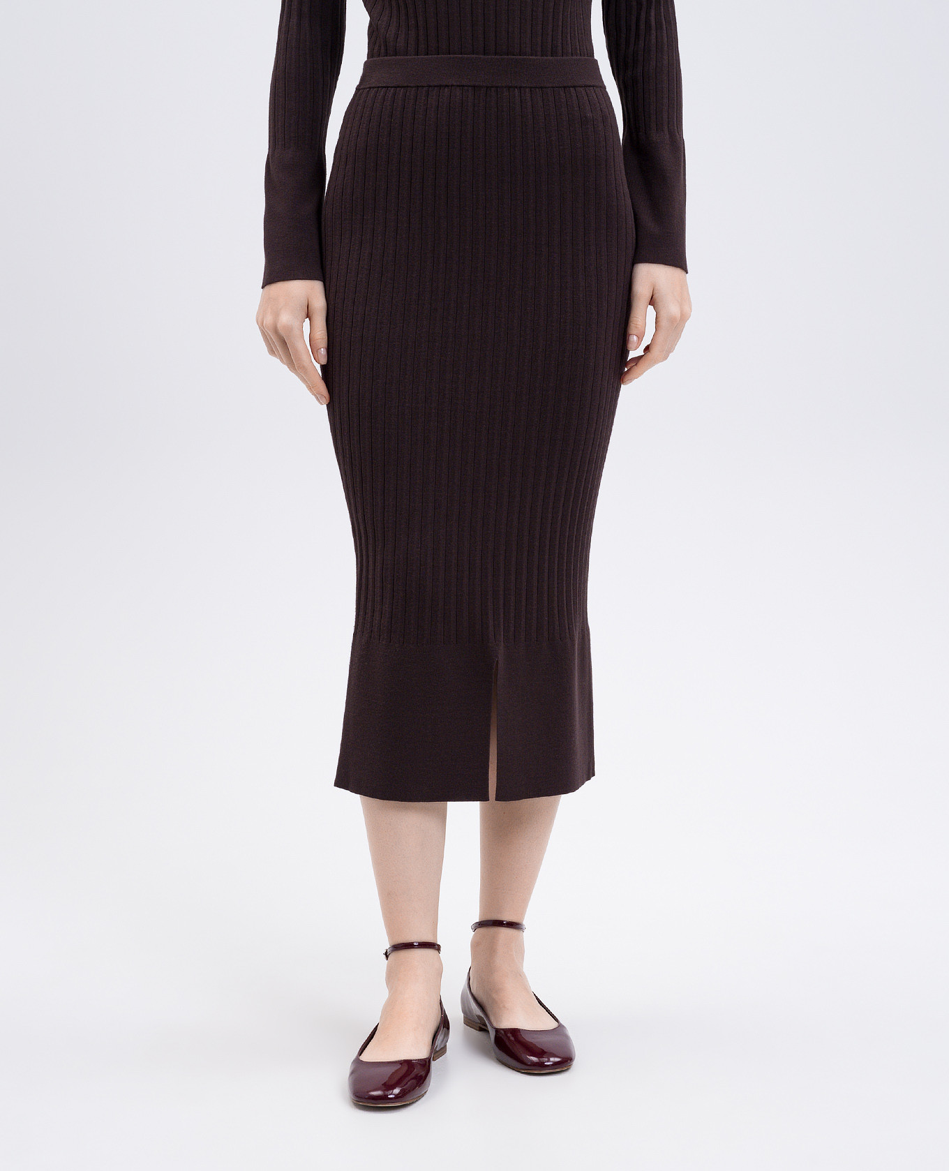 

Brown ribbed midi skirt Twinset