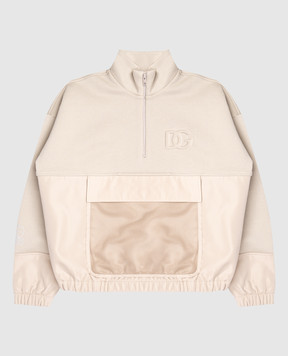 Dolce&Gabbana Children's khaki sports jacket with DG logo monogram L4JWMIG7PIT812+