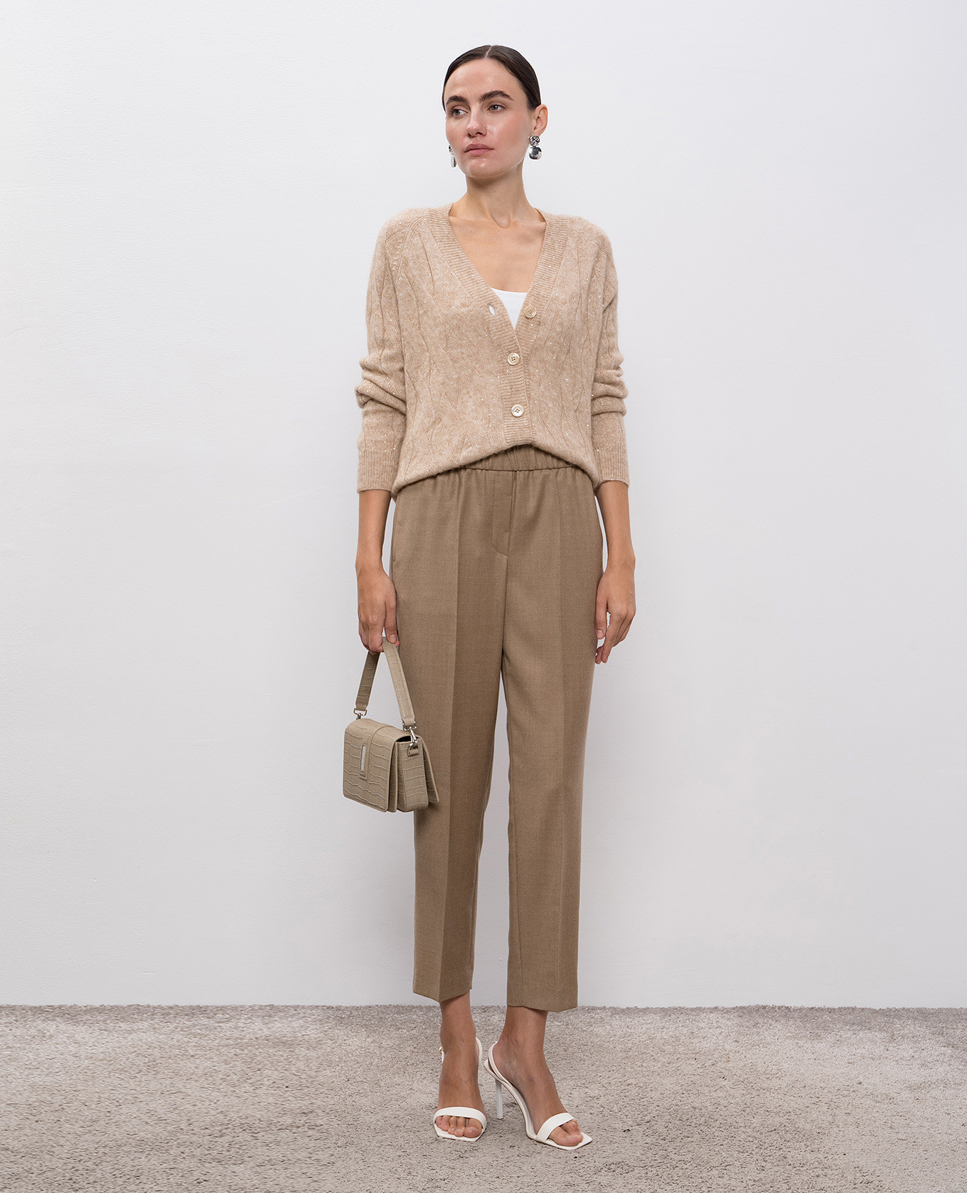 

Beige alpaca cardigan with sequins Peserico