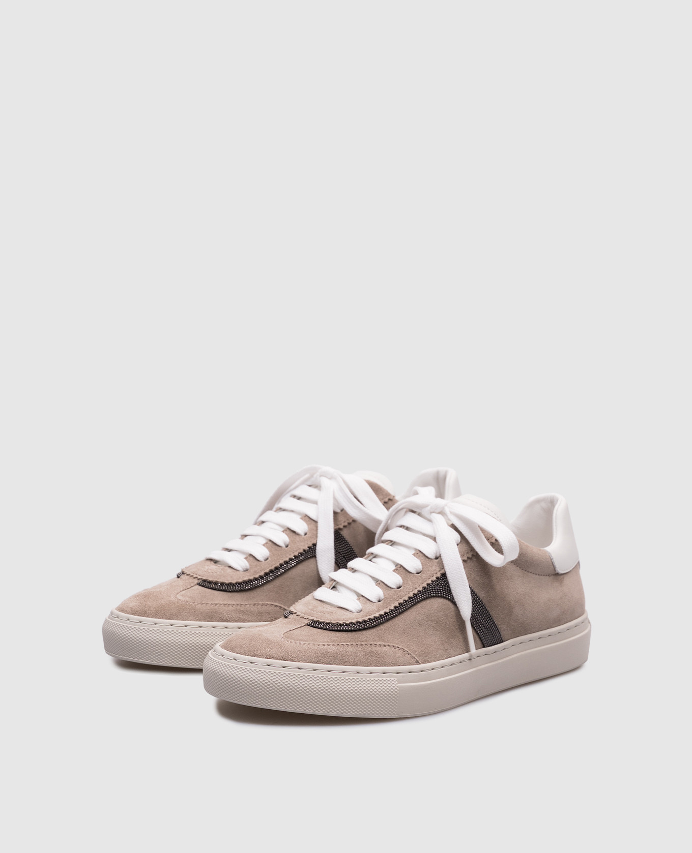 

Gray suede sneakers with a monil chain Brunello Cucinelli, Grey