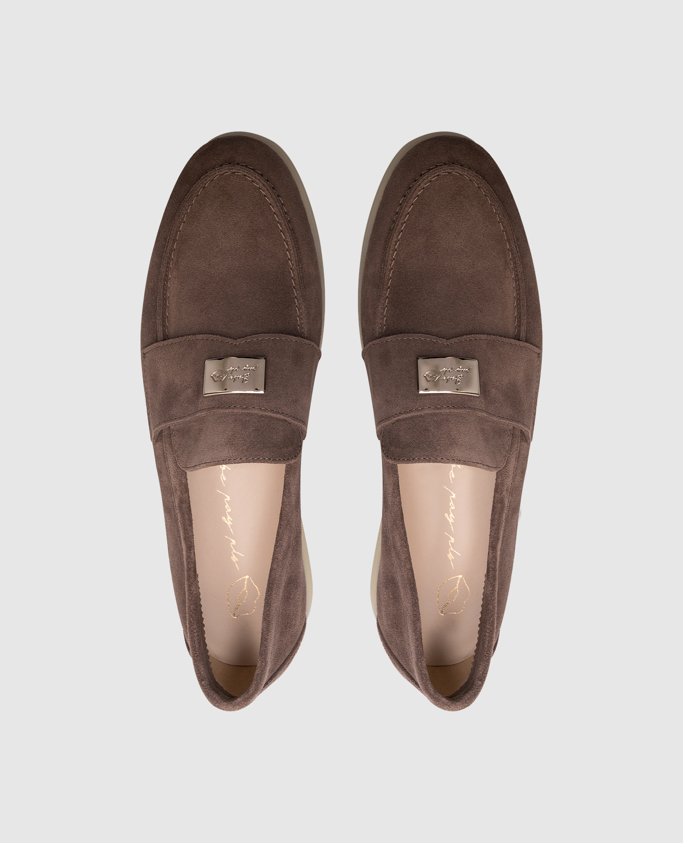 

Brown suede loafers with logo Babe Pay Pls