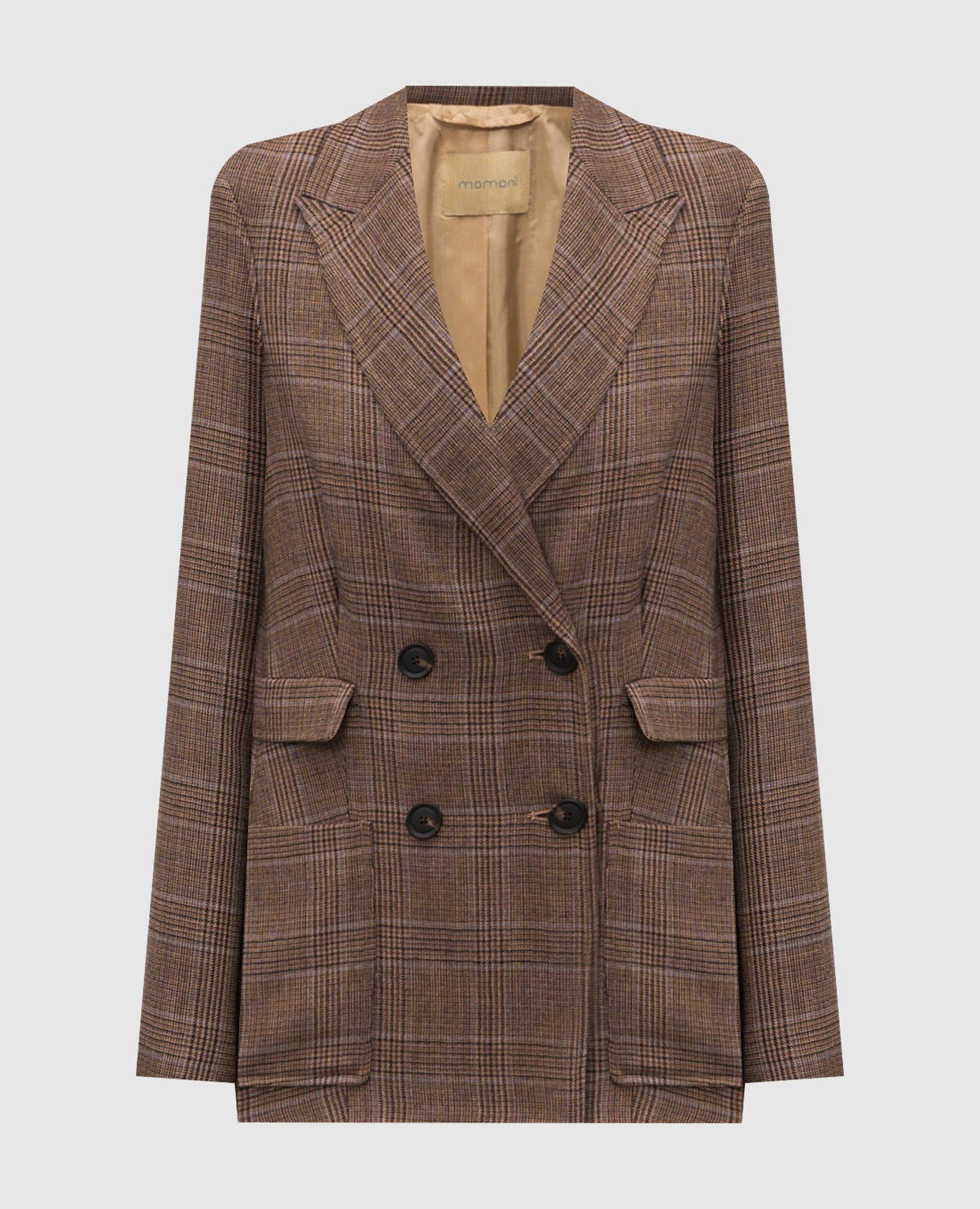 

Guyana brown double-breasted checked wool jacket Momoni