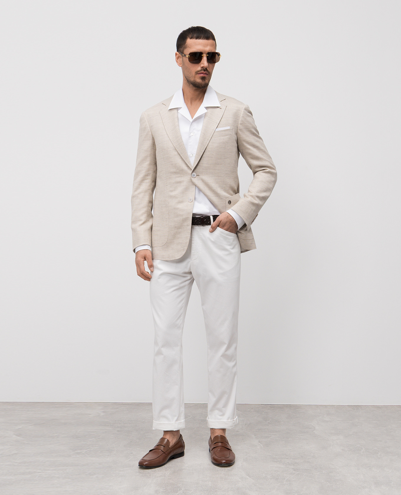 

White shirt with linen Stefano Ricci
