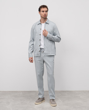 Peserico Blue shirt with linen R56544T002470