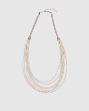 Peserico Beige layered necklace with monil chain S35439C0CC444