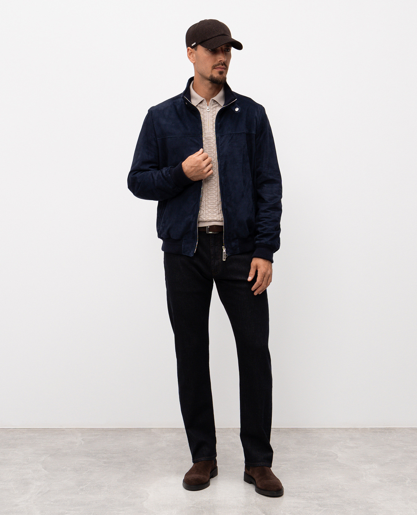 

Blue suede jacket with monogram logo Stefano Ricci