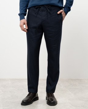 Canali Blue linen and wool pants AE02571U7003