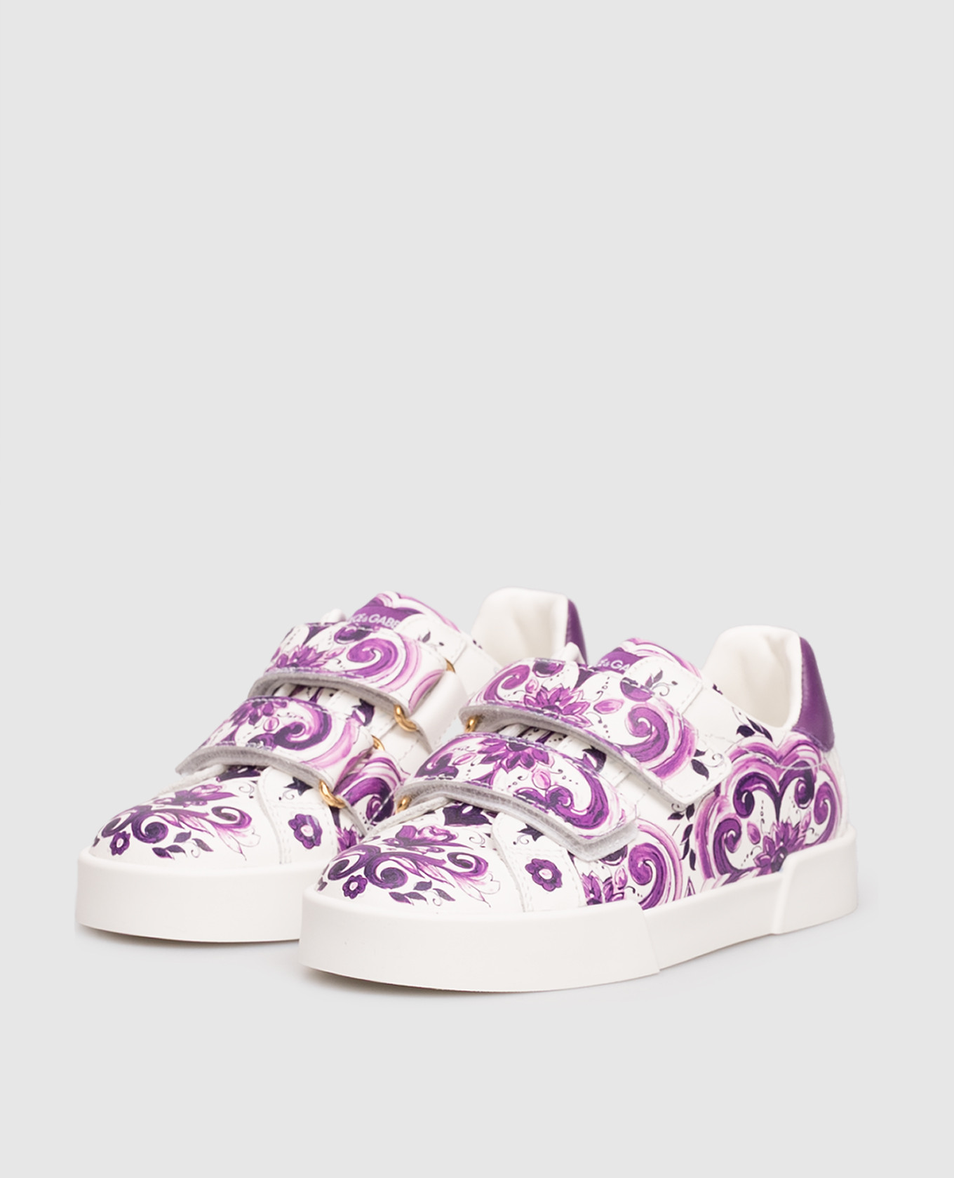 

Children's white leather sneakers with Majolica print Dolce&Gabbana
