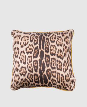 Roberto Cavalli Pink animal print logo monogram decorative pillow H0100000019C119