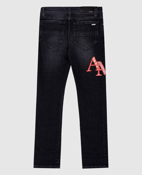 AMIRI Children's black jeans with logo patch AKDNSY1002