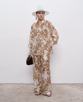 Brunello Cucinelli White printed silk pants MQ999P8915
