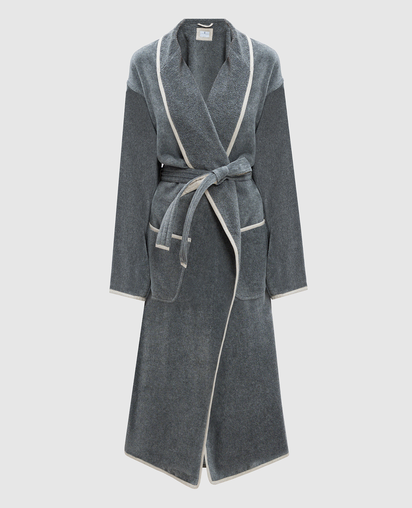 

Gray robe with logo emblem embroidery Brunello Cucinelli, Серый
