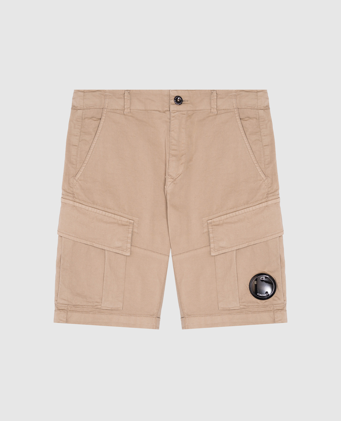 

Kids' Khaki Cargo Shorts with Logo C.P. Company