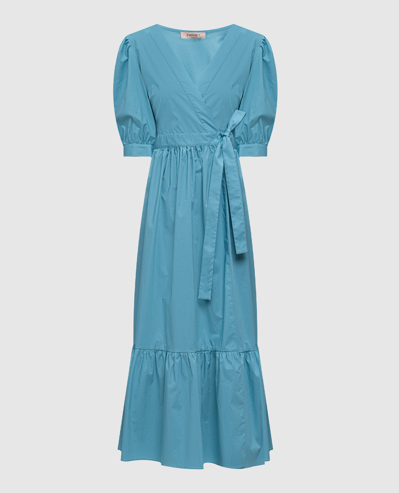 

Blue wrap dress with logo Twinset, Light blue
