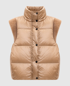 Peserico Brown down vest with wool and silk S034522200M