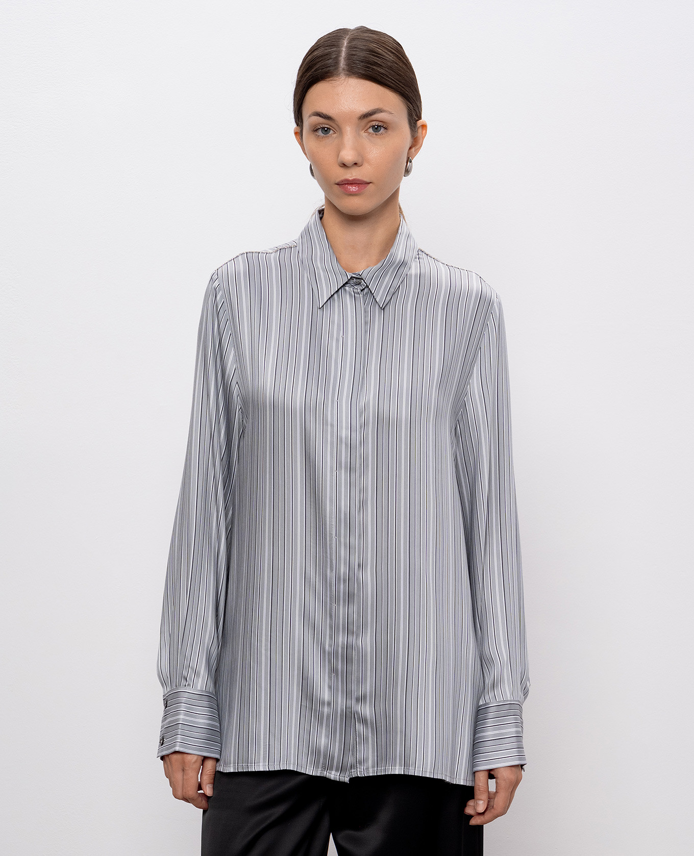 

Gray striped silk shirt Peserico, Grey