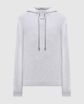 Off-White Barber Shop grey melange hoodie 2BB035F25FLE004