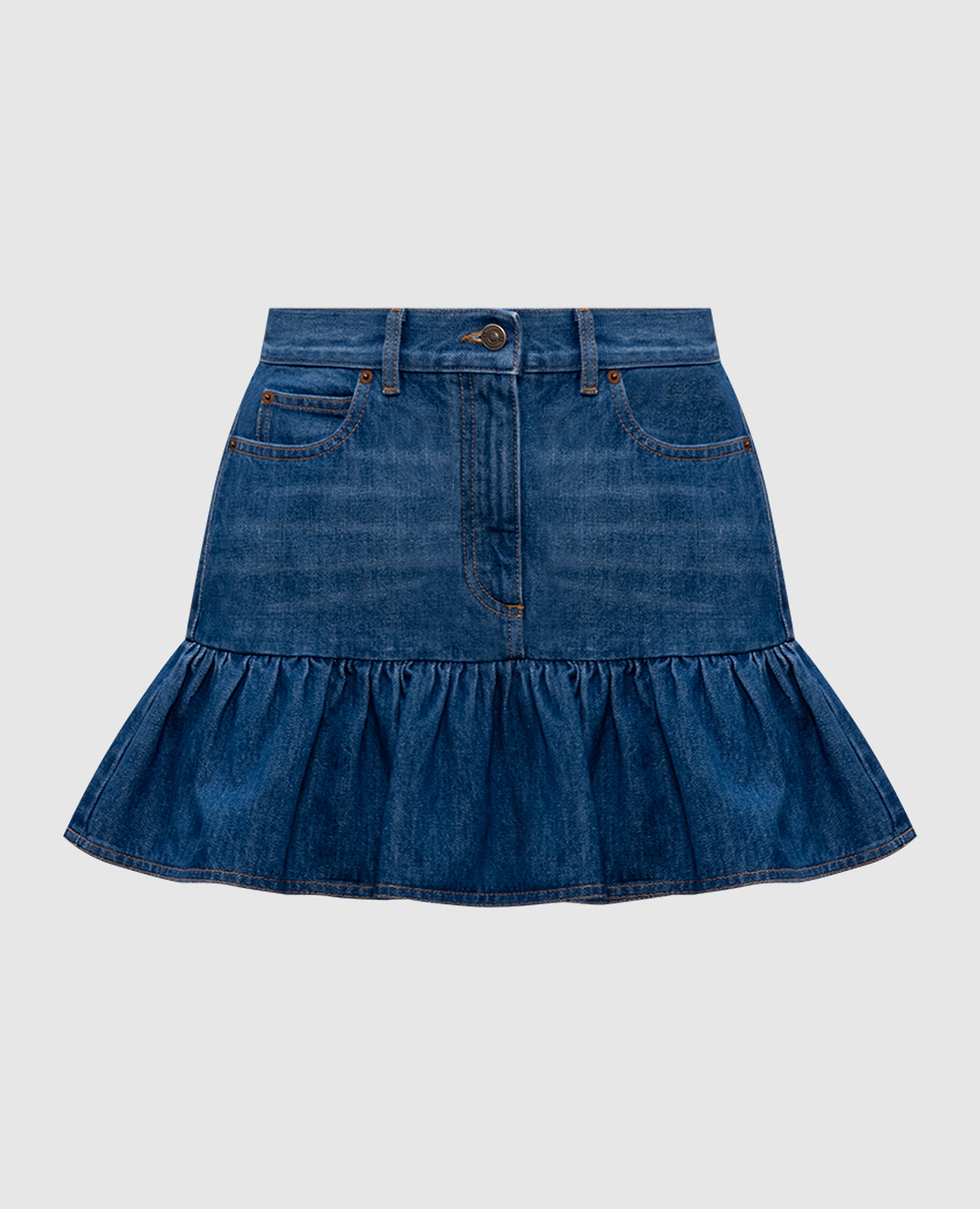 

Blue denim mini skirt with logo patch Valentino