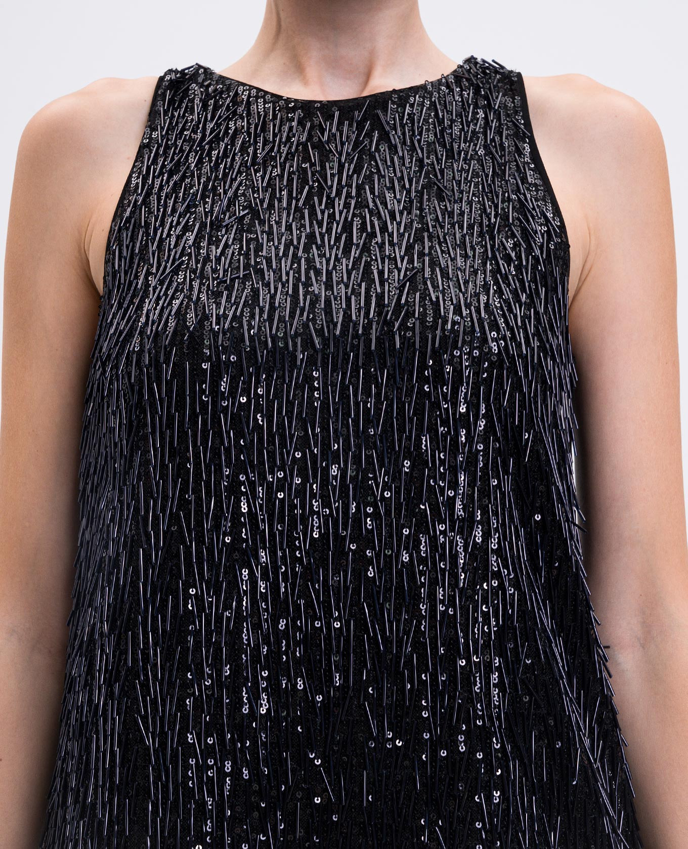 

Black mini dress with sequins and scrawl Twinset