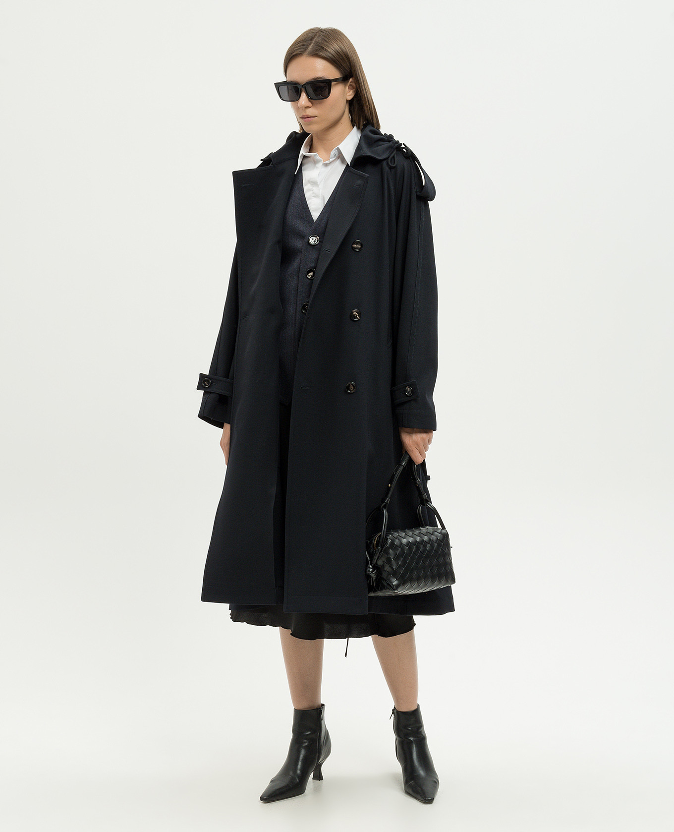 

Blue woolen trench coat Bottega Veneta